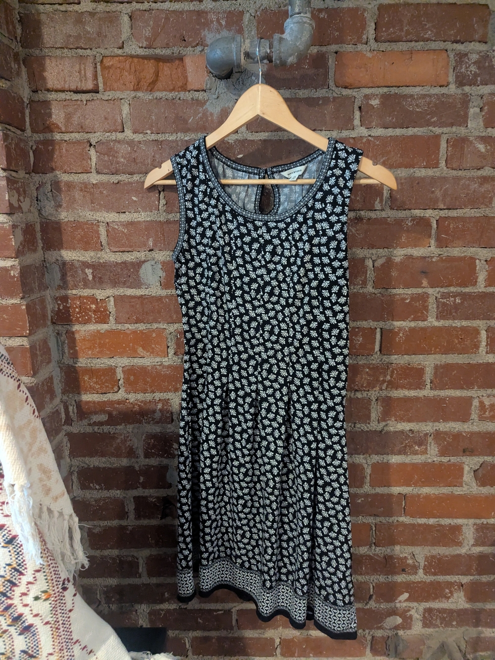 Max Studio Black Dress with White Floral Pattern